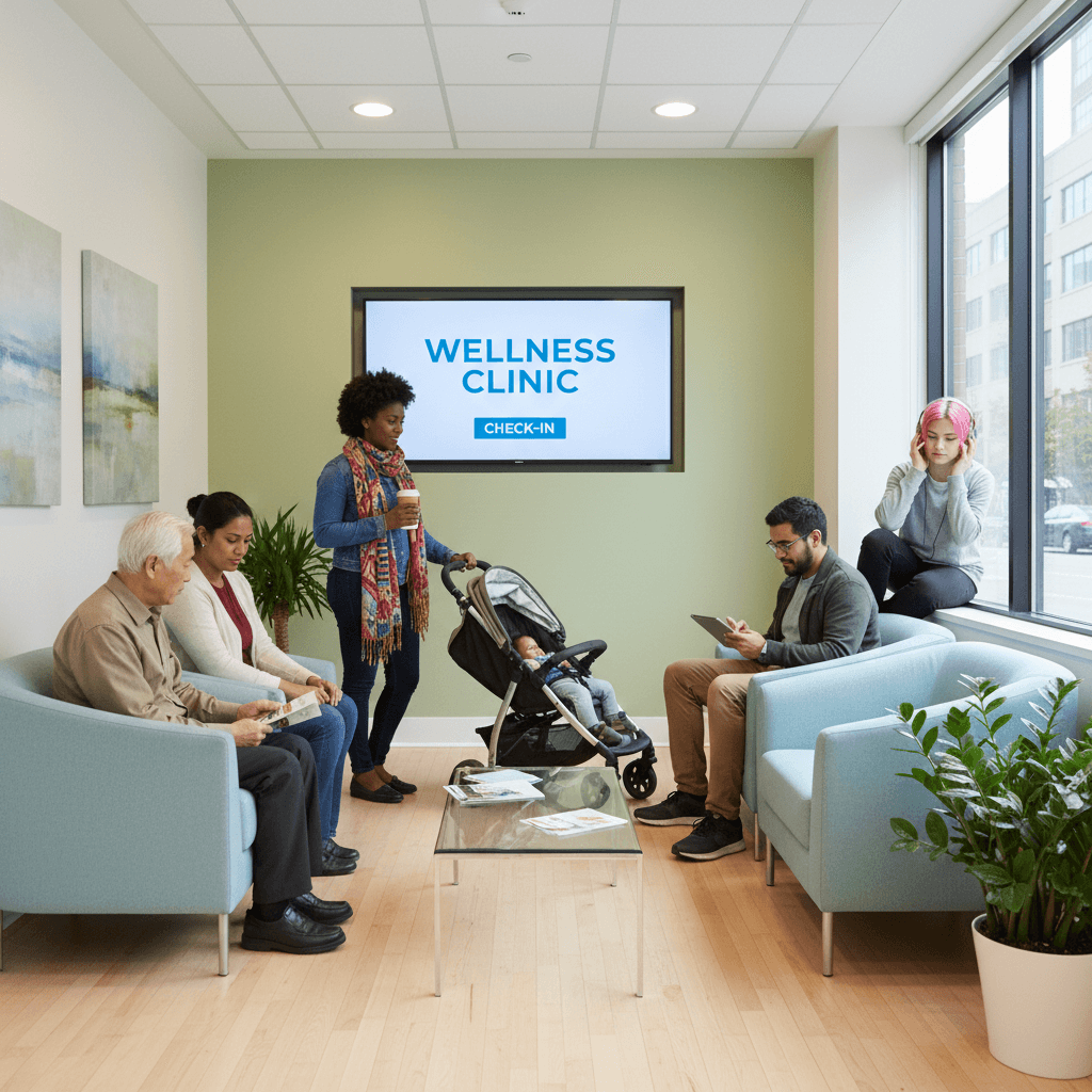 Diverse patients in healthcare setting