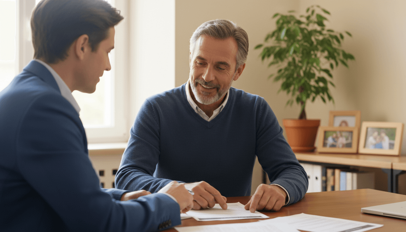 Client reviewing insurance plan with Shanley Insurance agent