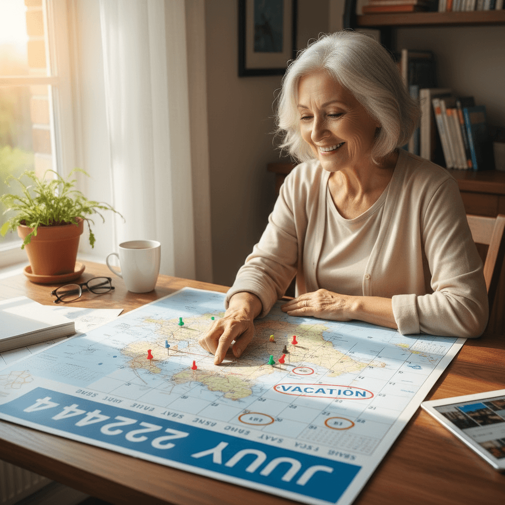 Seniors planning travel and vacation