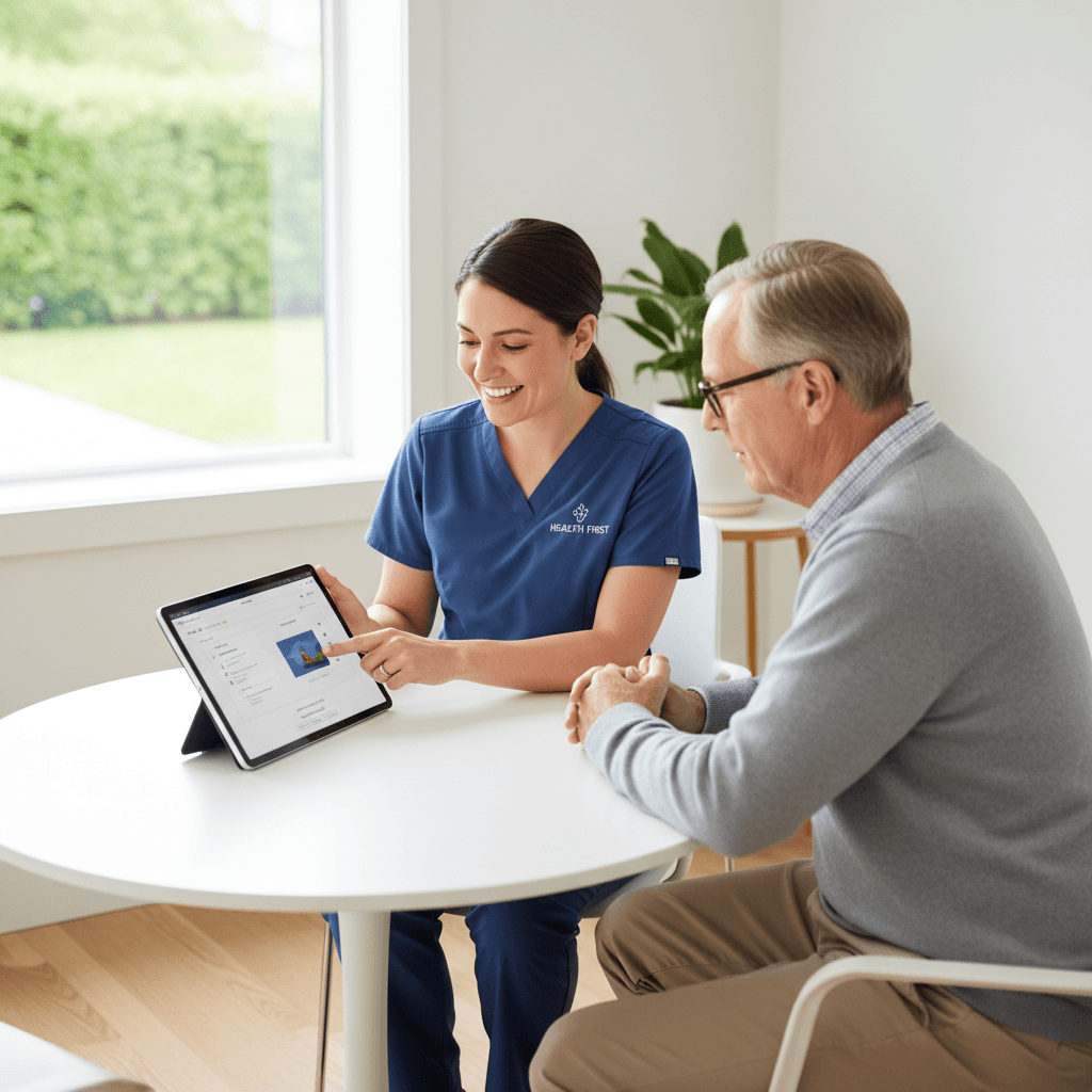 Healthcare provider reviewing medical information