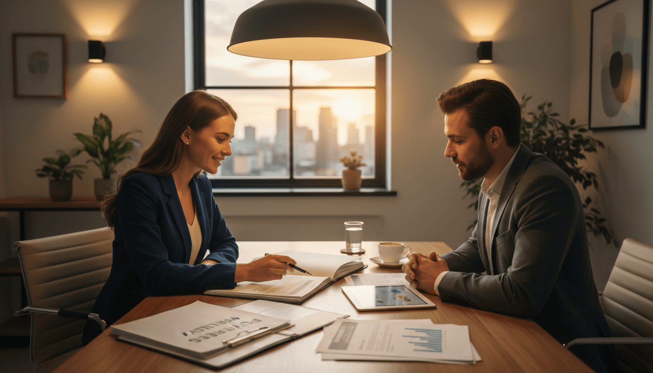 Financial advisor discussing living benefits insurance with client